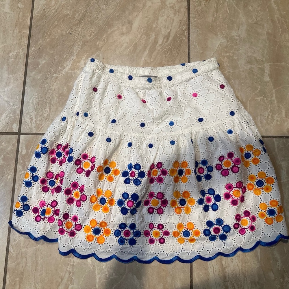 White Floral Double D Ranch Skirt Size M